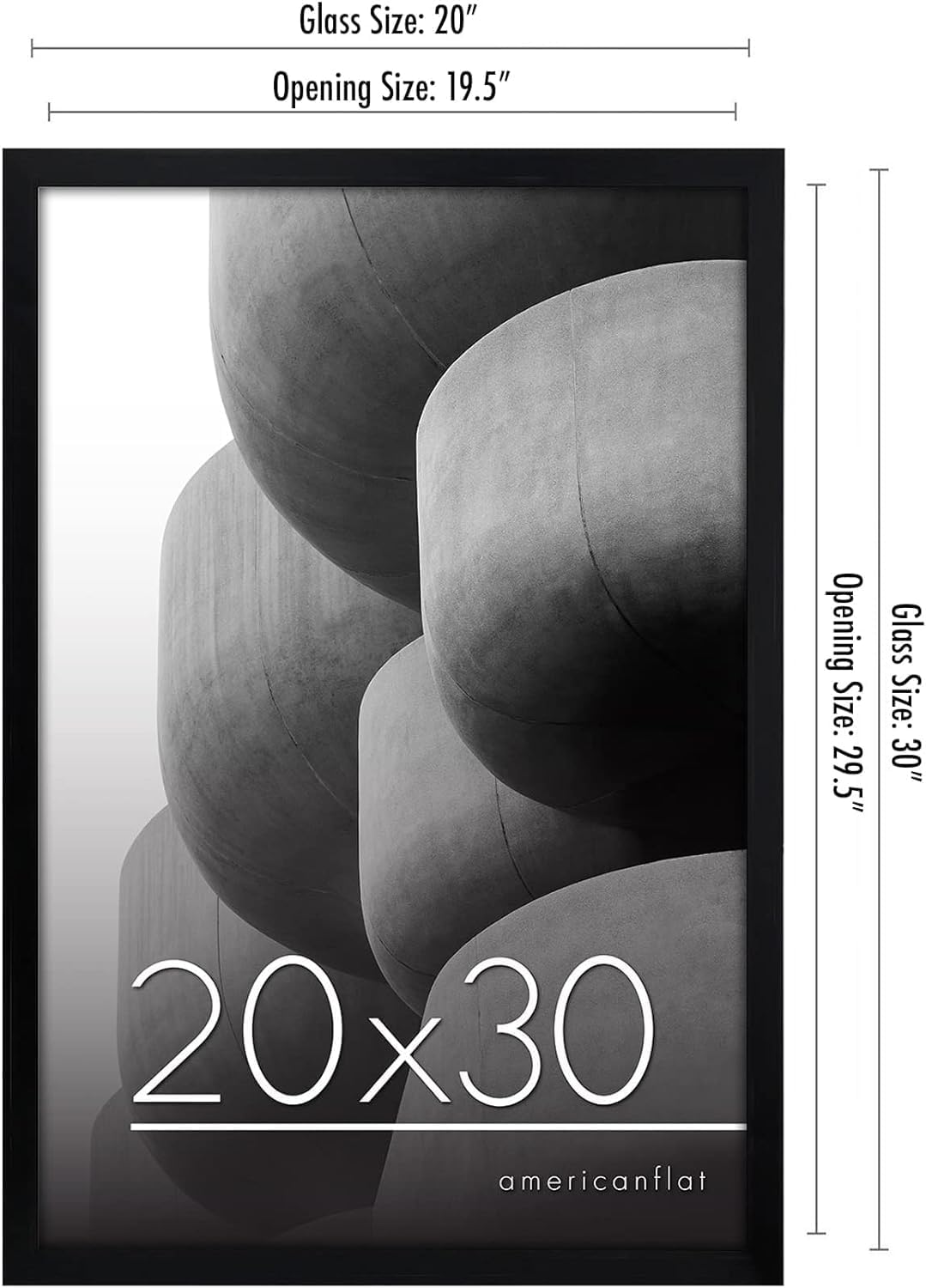 Americanflat 20x26 & 20x30 Black Picture Frames Bundle - Vertical or Horizontal Wall Display