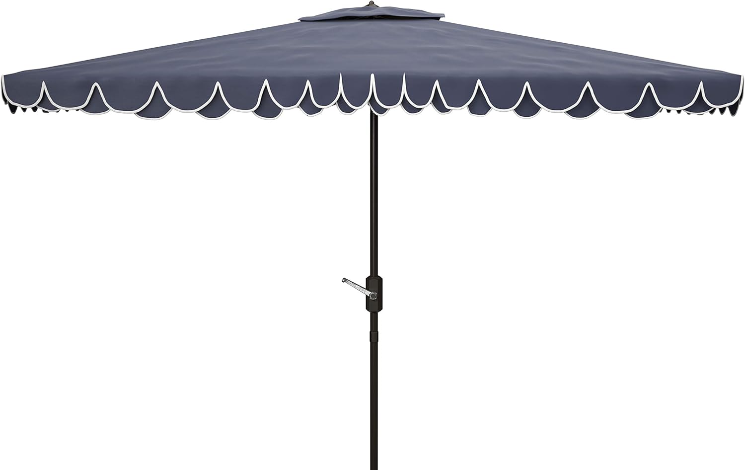 SAFAVIEH 6.5x10ft Outdoor Patio Umbrella, Rectangular, Valance, Beige & White Trim, Auto Crank Tilt, UV Resistant for Deck, Backyard, Poolside (PAT8306C)