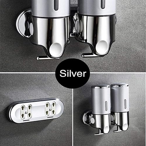 Miniatura 5 de Dispensador de jabón de doble pared, 2 x 16.9 fl oz, dispensador de jabón doble para montar en la pared, loción de gel de ducha, jabón, para baño,