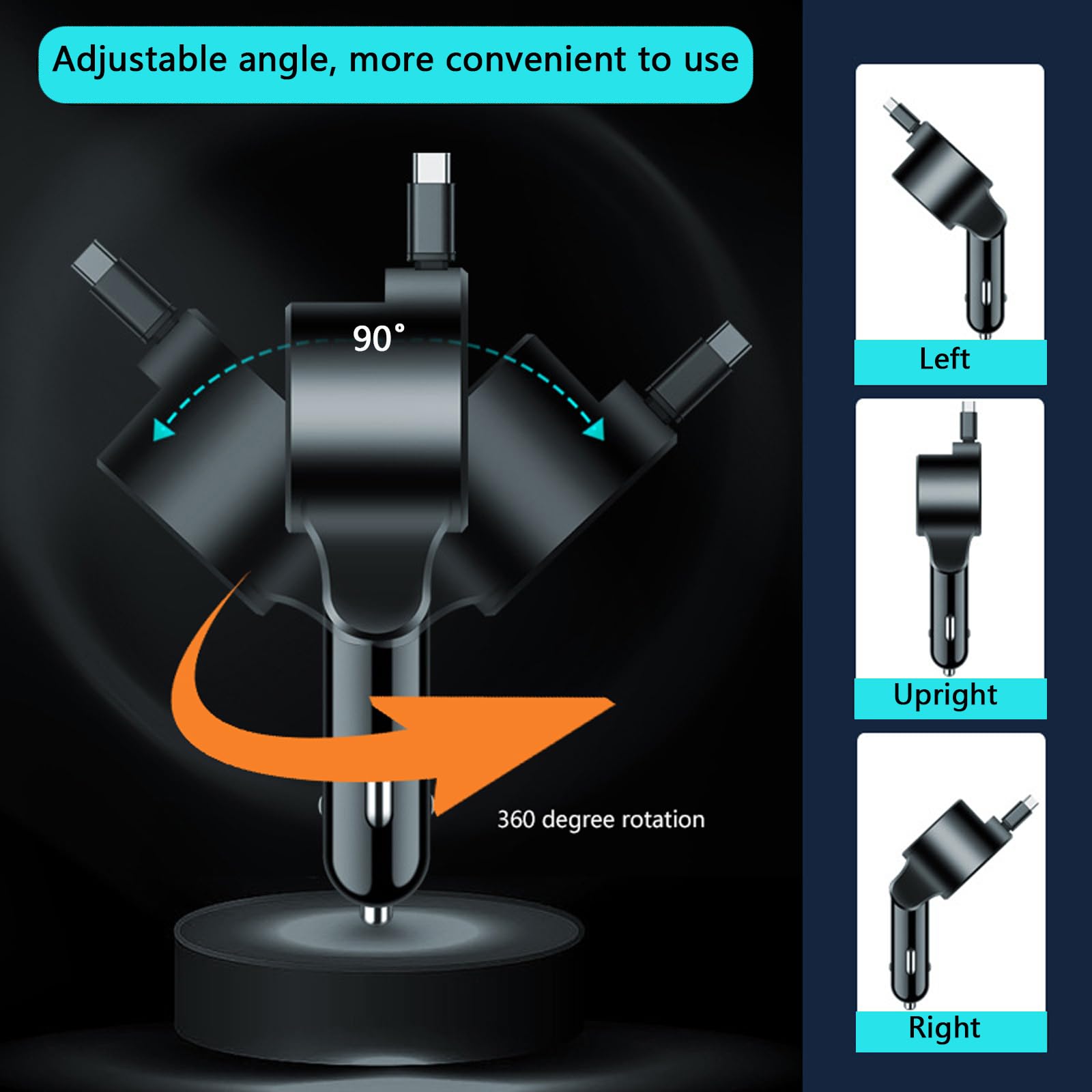 SNZ Caricatore Auto USB C 75W Retrattile, PD 3.0 Accessori Auto Interno, Adattatore accendisigari usb per auto,Gadget macchina fit iPhone 16 15 14 13 Pro Max Plus iPad Galaxy S25 S24 S23 Ultra