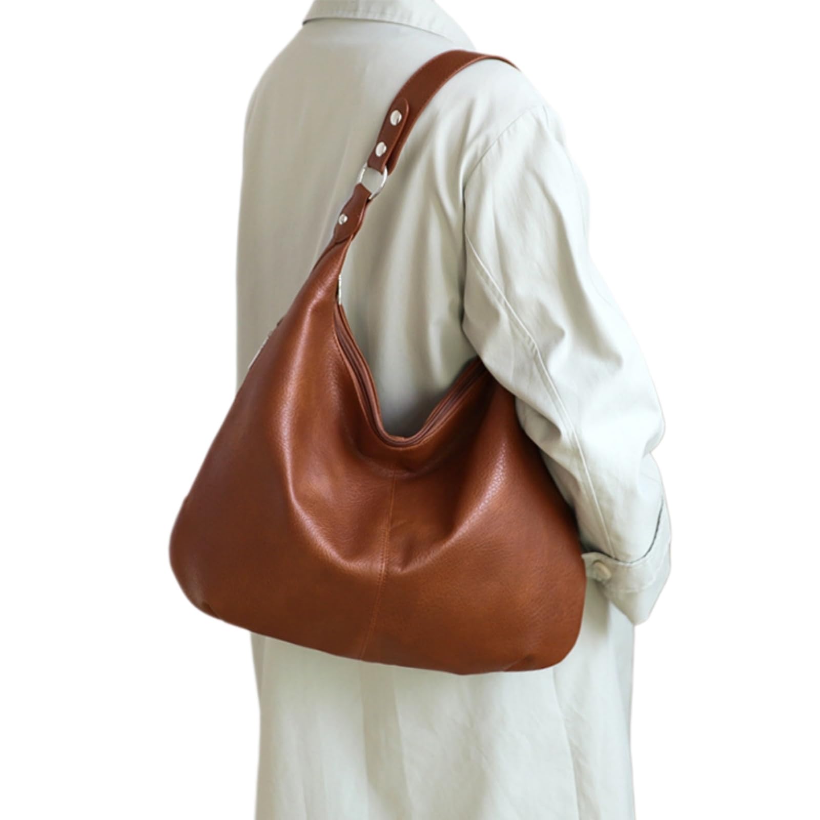 beauty case Borsa In Pelle Cerata Delle Donne, A Spalla Impermeabile Di Grande Capacità, Retro Pendolare