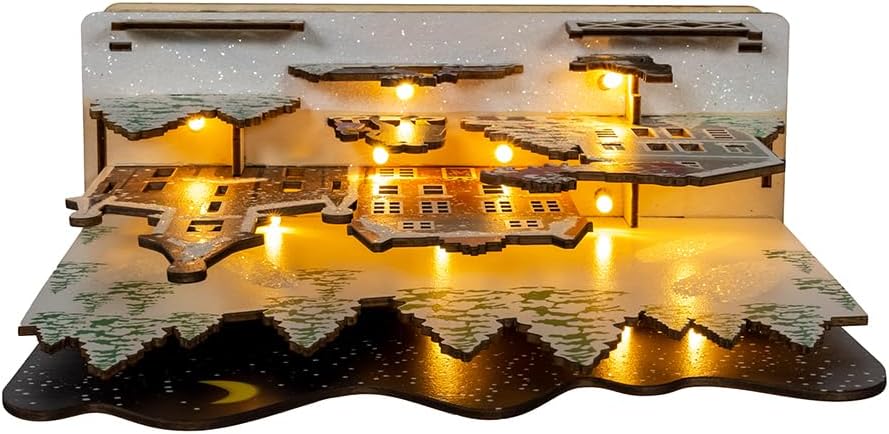 Kurt Adler 9.8 Inch Battery Operated Lit Wooden Santa Christmas Village