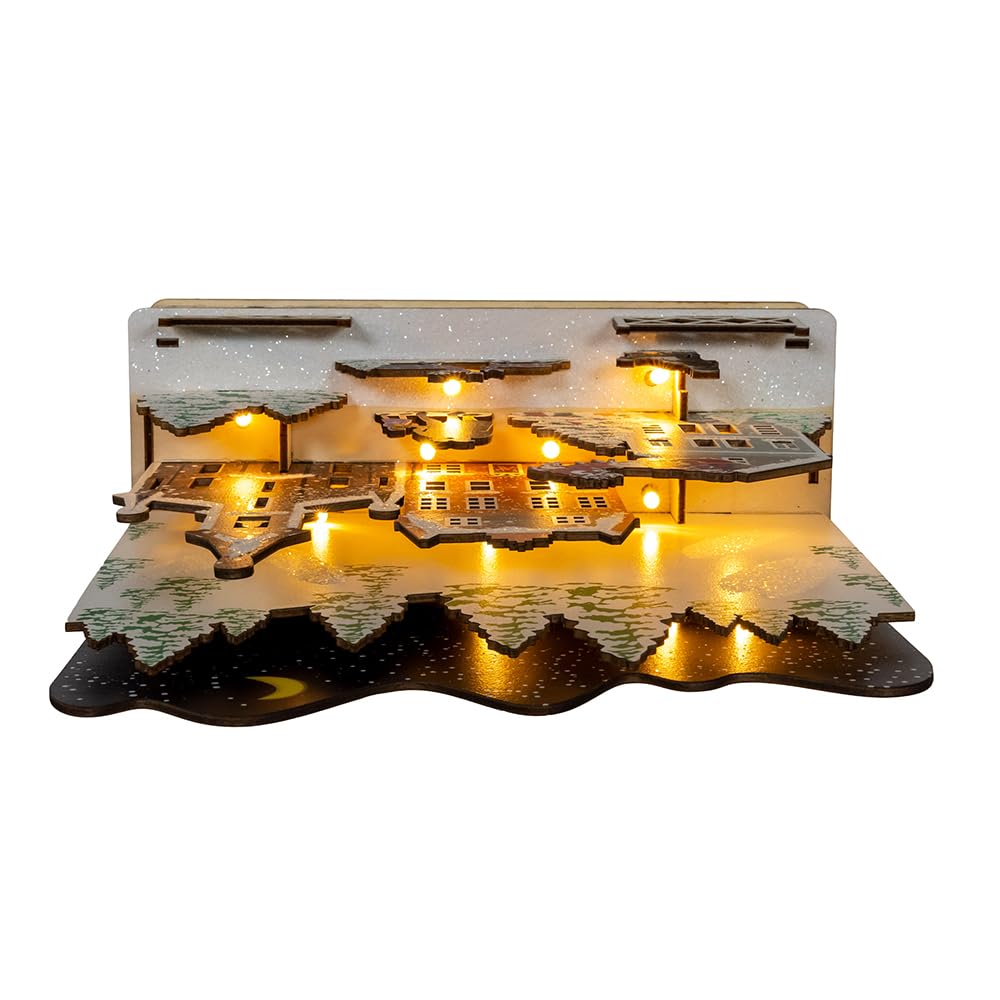 Kurt S. Adler Kurt Adler Weihnachtsdorf aus Holz, batteriebetrieben, beleuchtet, Weihnachtsdorf, weiß, 24,8 cm