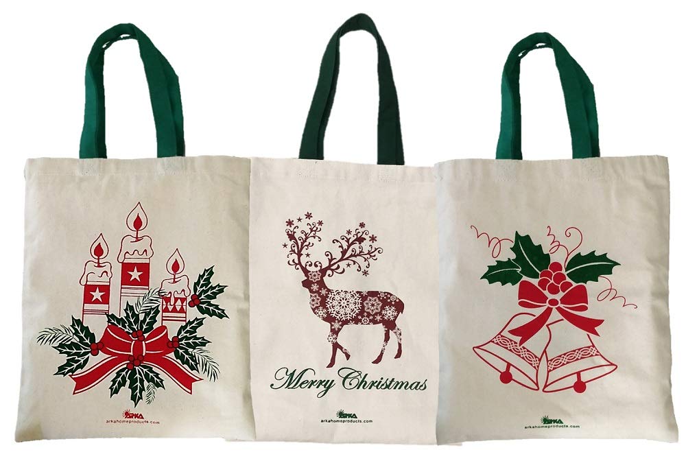 Arka Home Products Christmas Gift Bags (Canvas_Off-White_12 X 14 inch) Set of 3 (B07L4JQ9HT) Amazon Price History, Amazon Price Tracker
