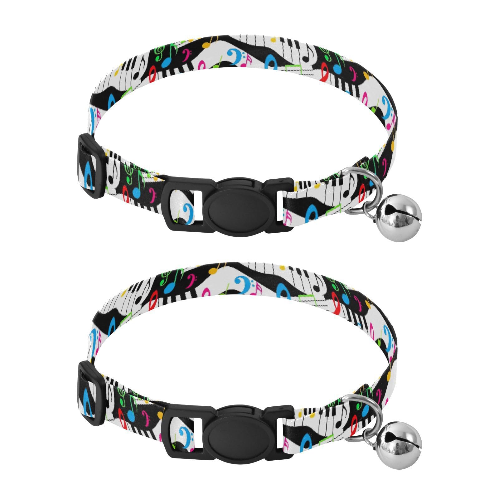 Piano Keyboard Lightweight Pet Collar for Cats and Dogs, 2 Pack Cat Bell Collar