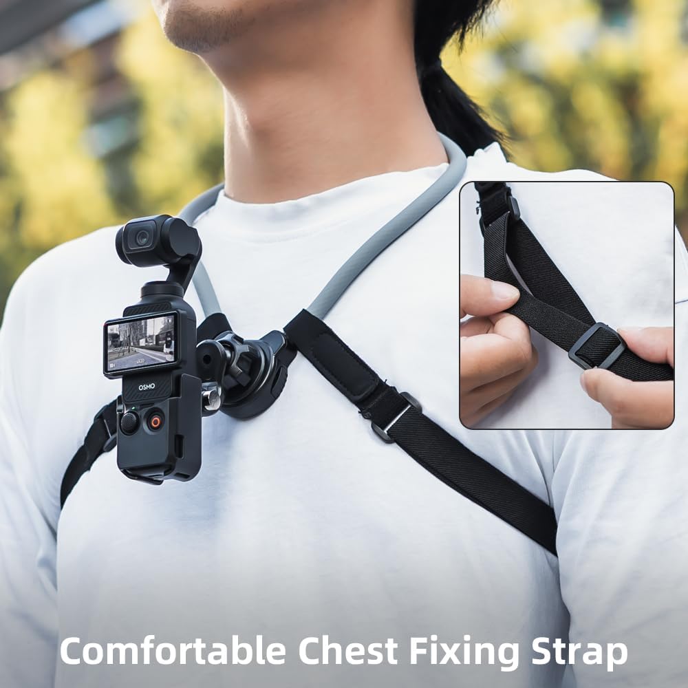 Pocket 3 Magnetic Neck Mount,Adjustable Chest Strap and Neck Mount for Hands-Free POV Vlogging Compatible with DJI OSMO Pocket 3, Magnetic Necklace Holder for Other Action Camera