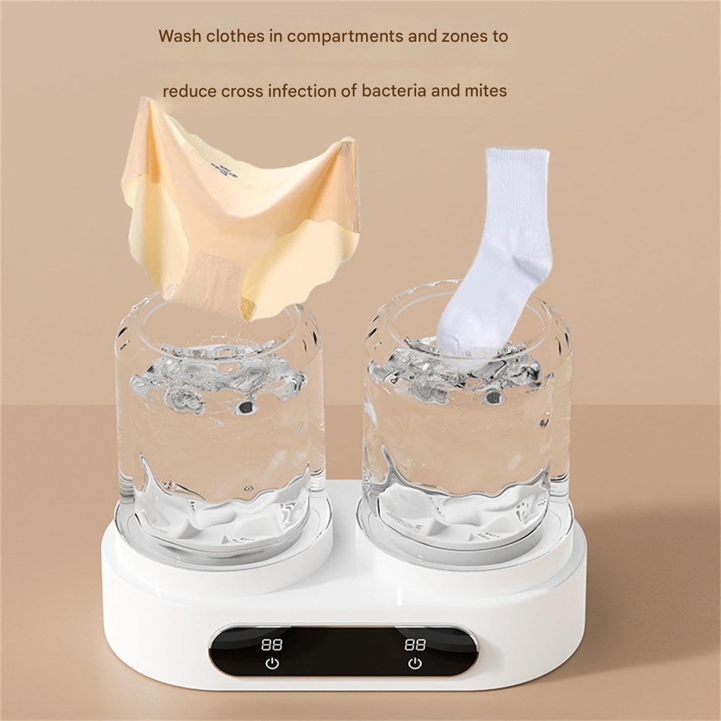 NUEAYMS Fregadero de doble cubo, cubo de lavandería, limpieza potente para ropa delicada, calcetines, electrodomésticos, doble cámara