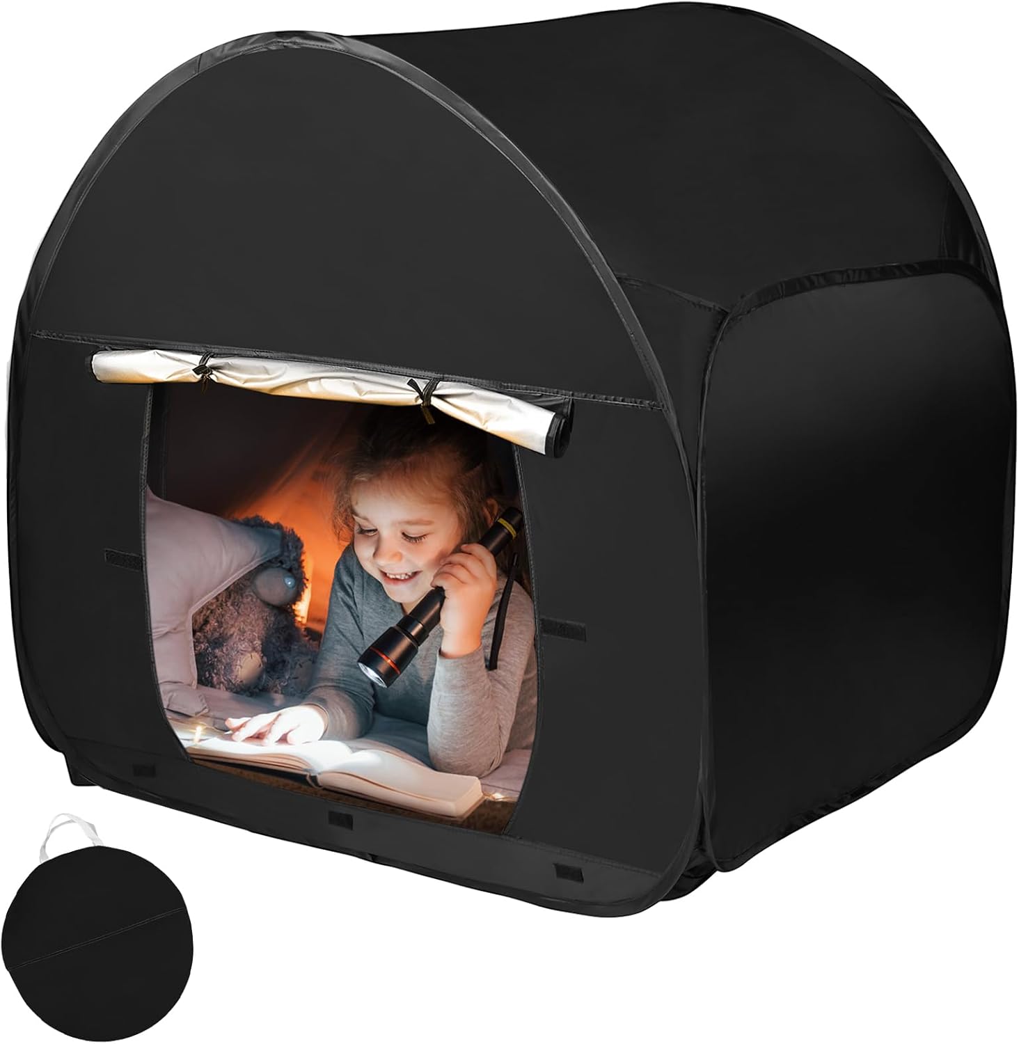 Sensory Tent for Kids with Autism,90 * 90 * 90cm Blackout Sensory Room Pop-up Play Tent,Calm Corner for Children to Play and Relax,Helps with Autism, SPD,Anxiety & Improve Focus