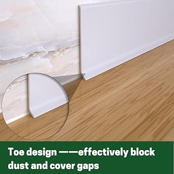 Flexible Baseboard Molding Trim, 6 Inch x 40 Feet Peel and Stick Vinyl Wall Base Cove Base, Self-Adhesive Rubber Wall Base Moulding Trim(S152,White)