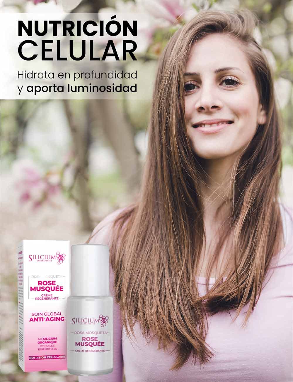 Rosa Mosqueta. Crema Anti-Età. Idratazione E Luminosità Per La Pelle. Composta Da una Base di Silicio E Olio Di Rosa Mosqueta Del Cile Per La Cura Del Viso. Contenitore Da 50 Ml Con Dosatore.