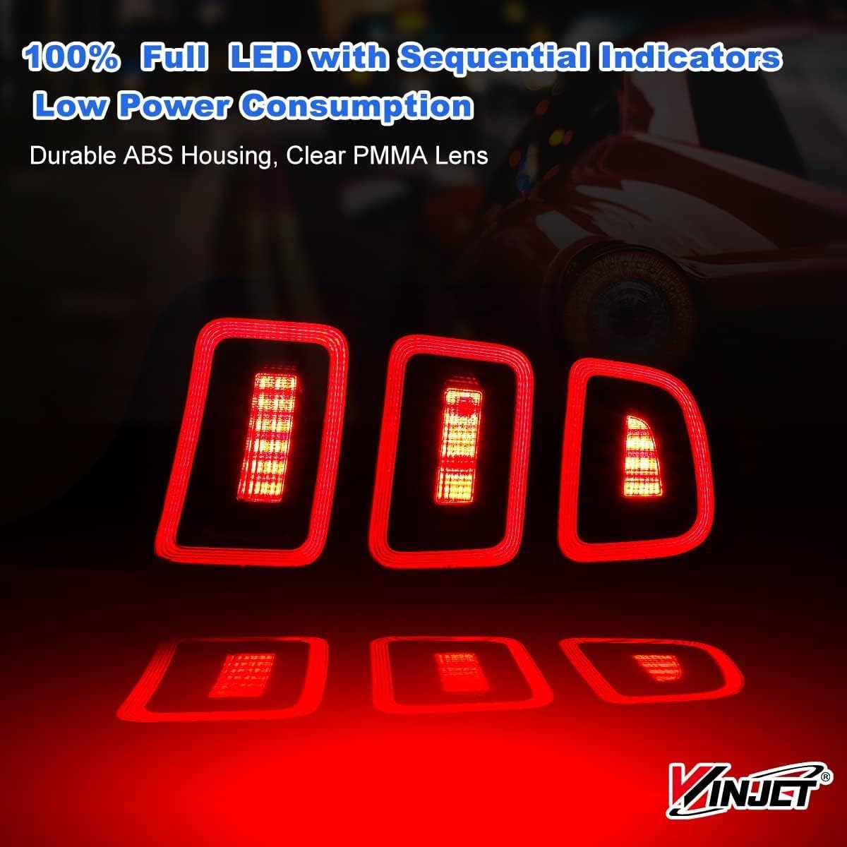 Winjet LED Tail Light for 2010 2012 2013 2014 Ford Mustang with Dynamic Running Turn Light Design,2010-2014 Ford Mustang LED Tail Light Replacement Assembly,1 Pair