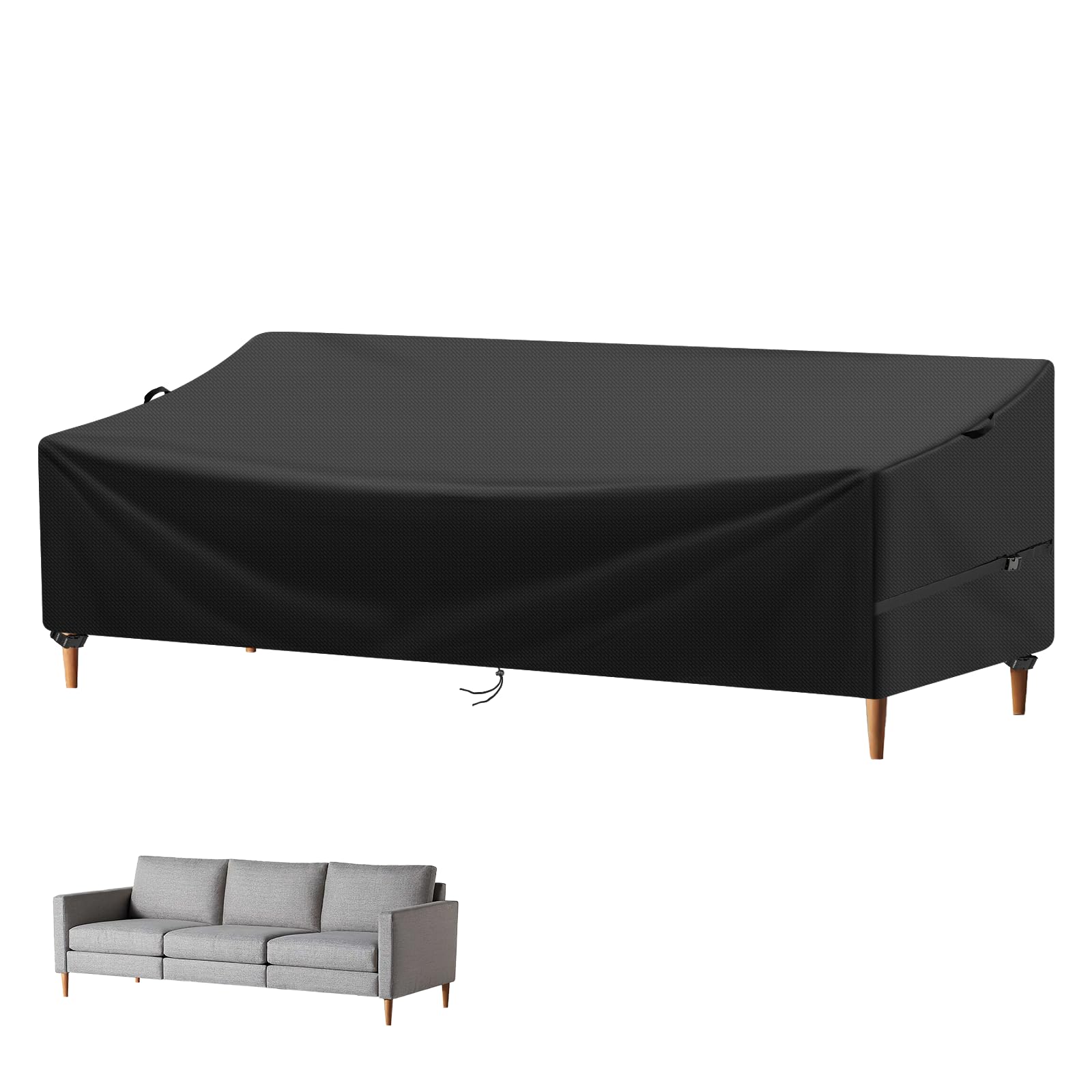 Iptienda Outdoor Sofa Cover 192×93×88/66cm, Garden Sofa Cover Waterproof, Heavy Duty 500D Oxford Fabric Large Garden Bench Covers 2-3 Seater, Garden Furniture Covers for Sofas, Benches, Chairs