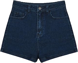 Women's Washed Elastic Fashion Denim Shorts Straight Leg Stretch Jean Shorts Solid Jean Shorts Summer with Pockets