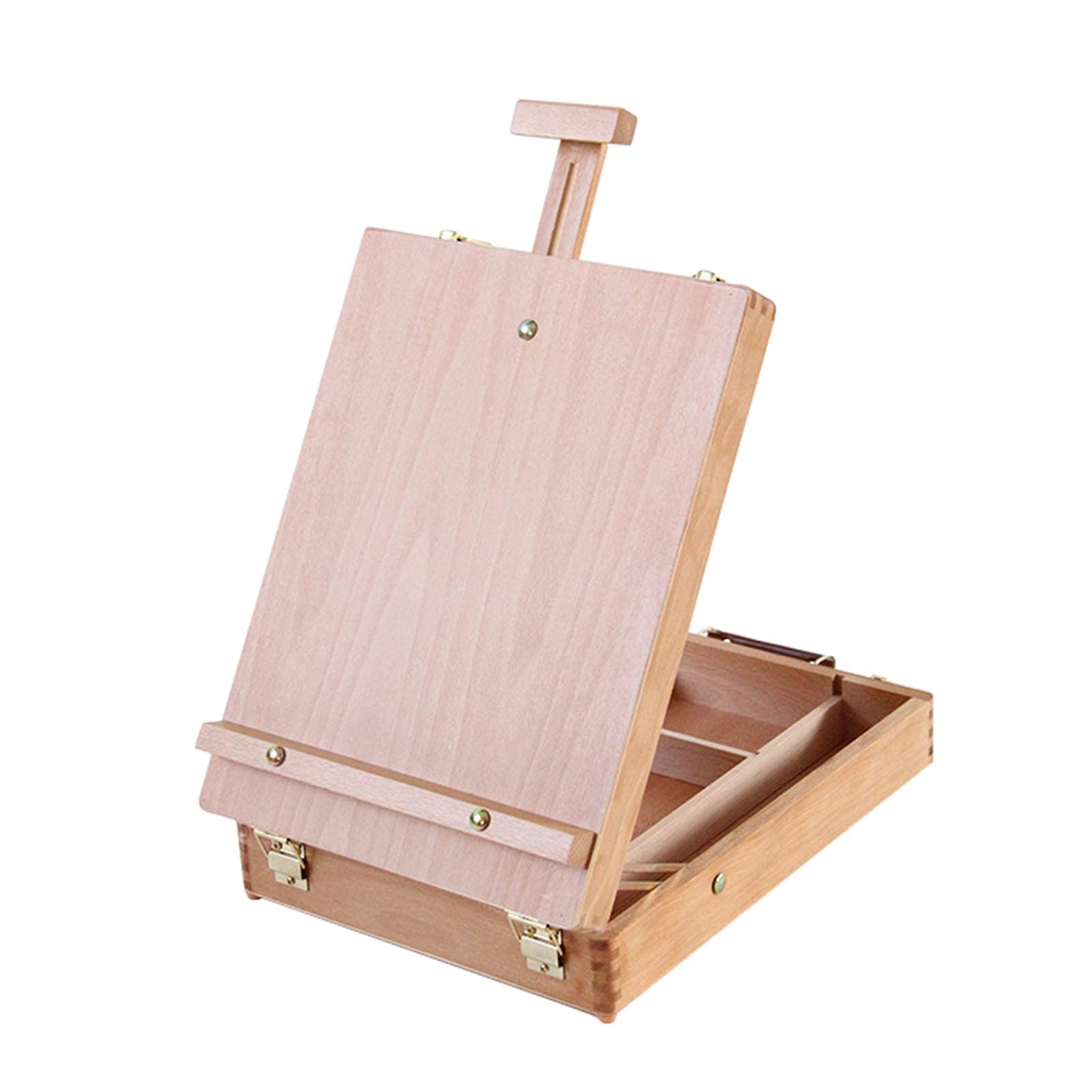 OSBELE Caballete de Madera Caja de Almacenamiento de Escritorio portátil Plegable Multifuncional Escritorio Esquinas Redondeadas Pintura al óleo Caballete Publicidad útil Soporte de exhibición