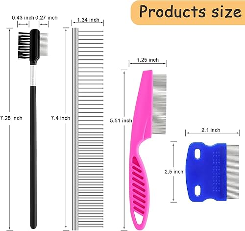Miniatura 9 de Peines de perro para aseo, peine de ojo de perro de diente fino, peine removedor de manchas de lágrimas para perros pequeños, gatos, caniches