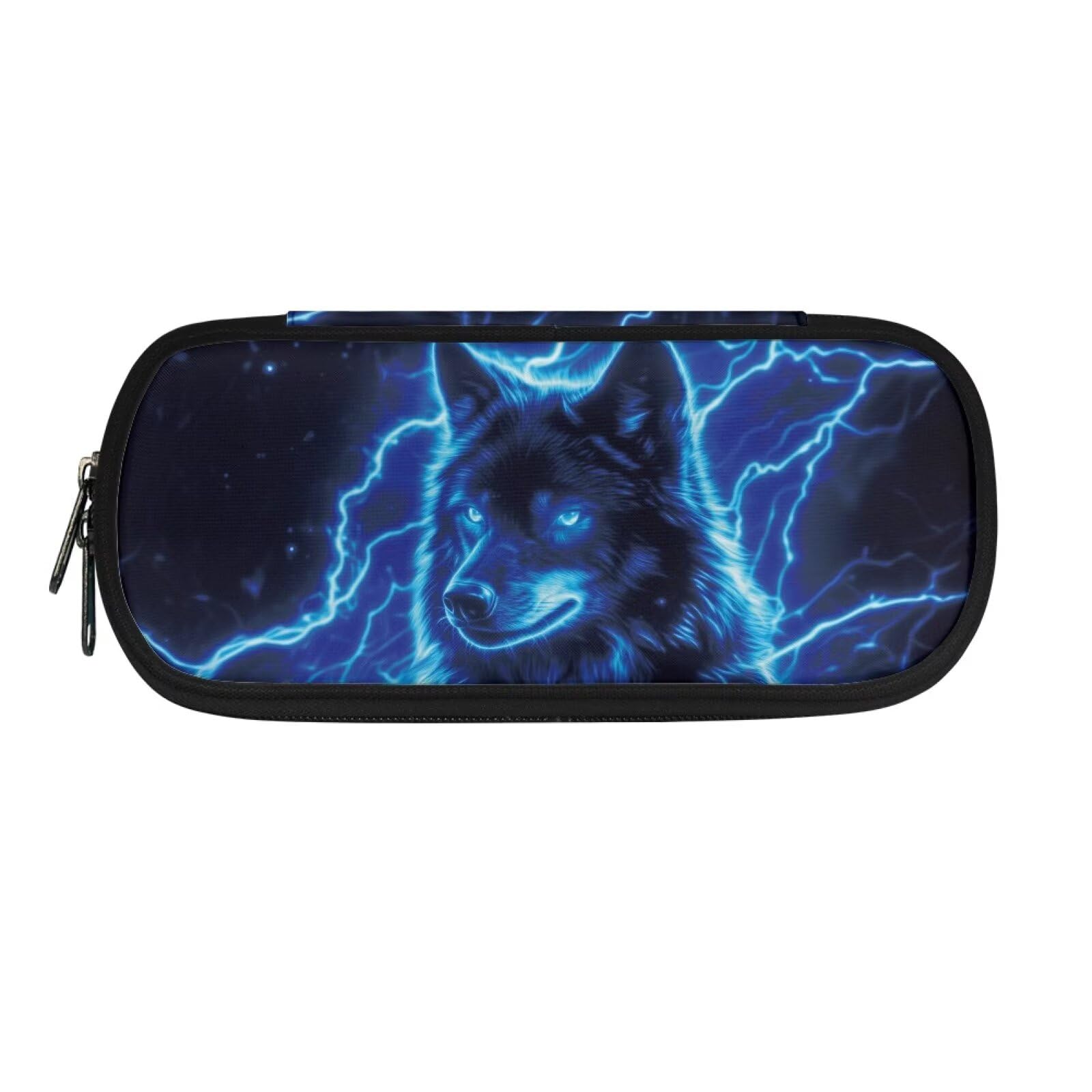 TOADDMOS Lightning Wolf Pencil Bag Pencil Box with Smooth Zipper for School Students Office Stationery Case for Office Travel Maker Pencil Pouch