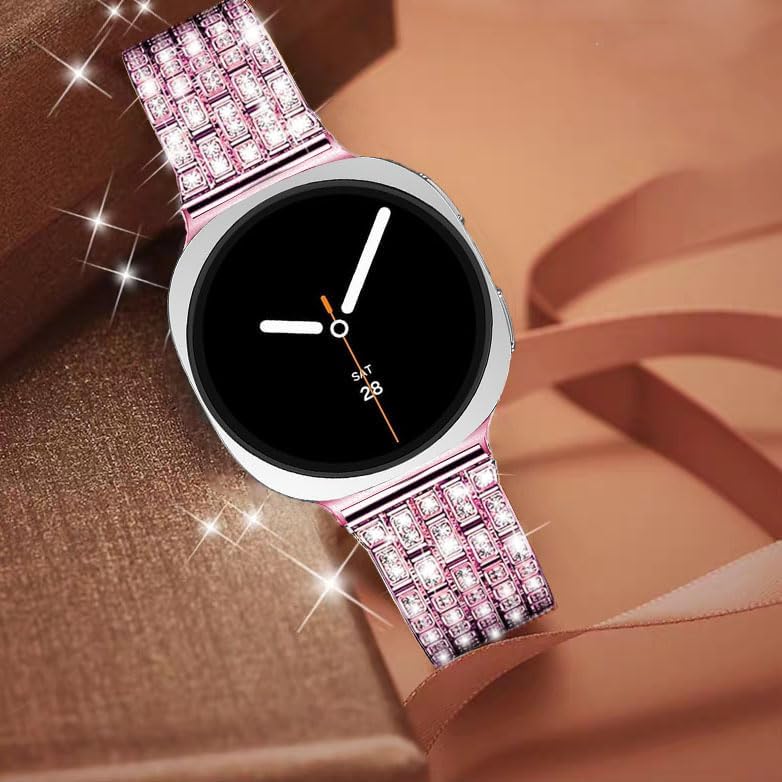 Bands Compatible with Samsung Galaxy Watch 8 40mm / 44mm / 8 Classic 46mm, Bling Rhinestone Diamond Metal Replacement Bracelet for Women Men - Image 8