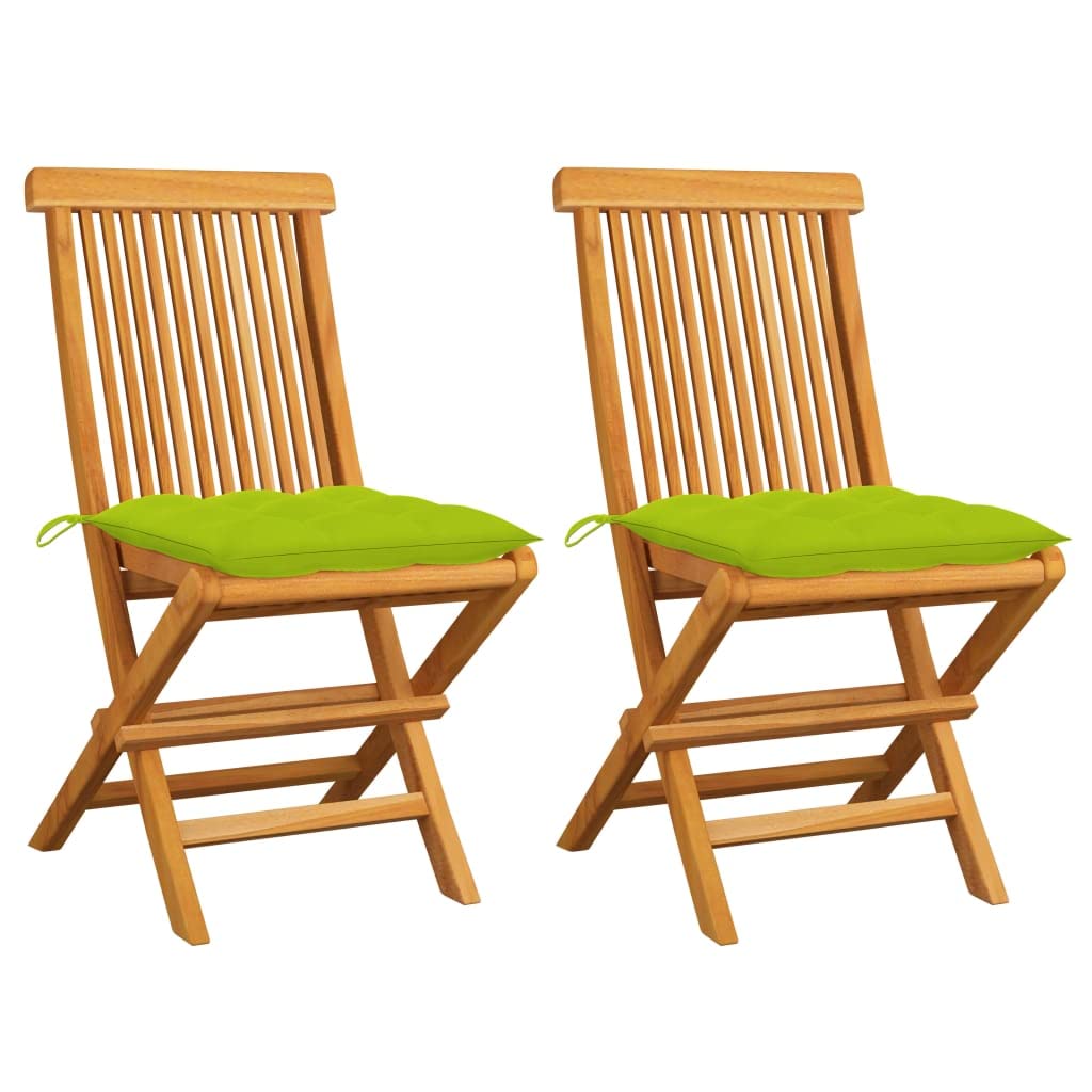 vidaXL Chaises Pliantes avec Coussins Vert Vif, 2 pièces,