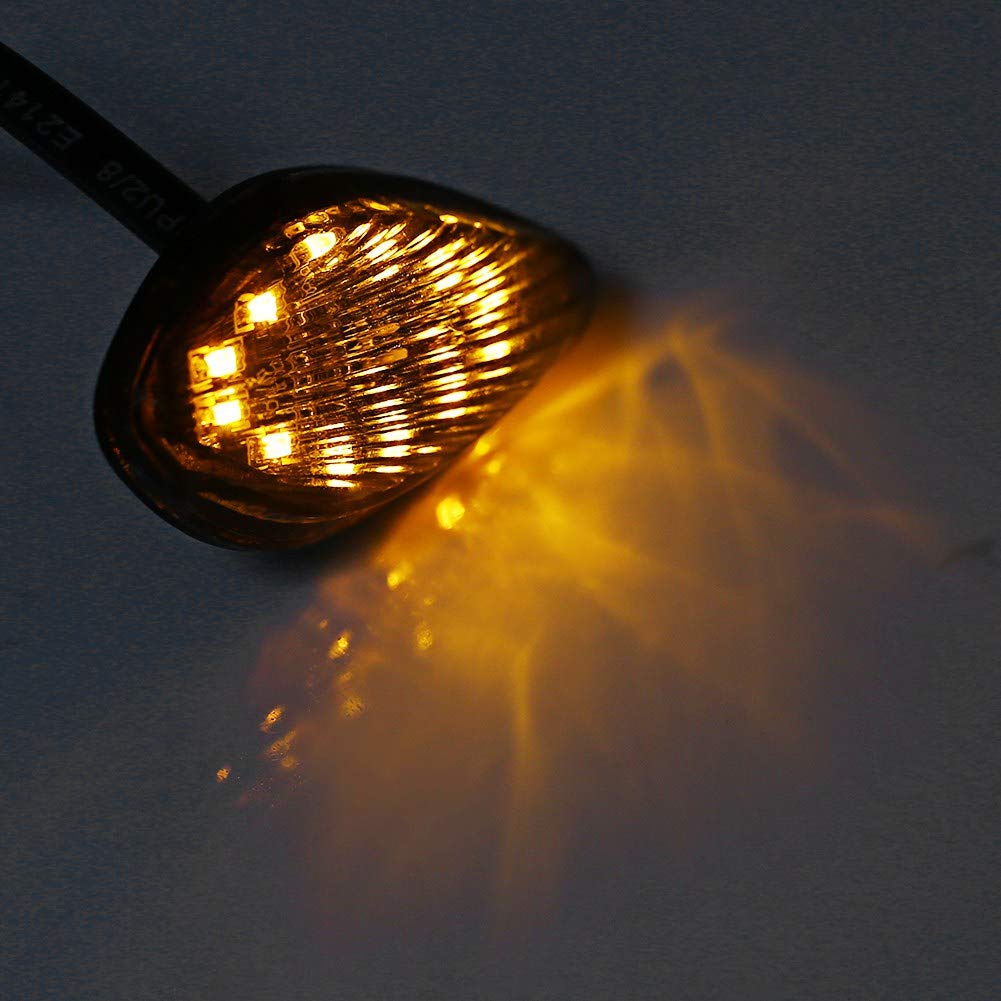 Clignotants LED Moto Style Goutte D'Eau - 2 Pièces Ultra Brillants Encastrés Orange, Gauche + Droite - Universels Pour Custom, Cruiser, Sportive
