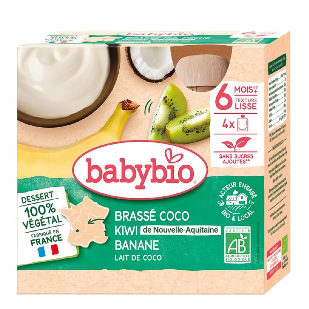 Babybio gourde brassé coco kiwi banane 4 gourdes de 85g