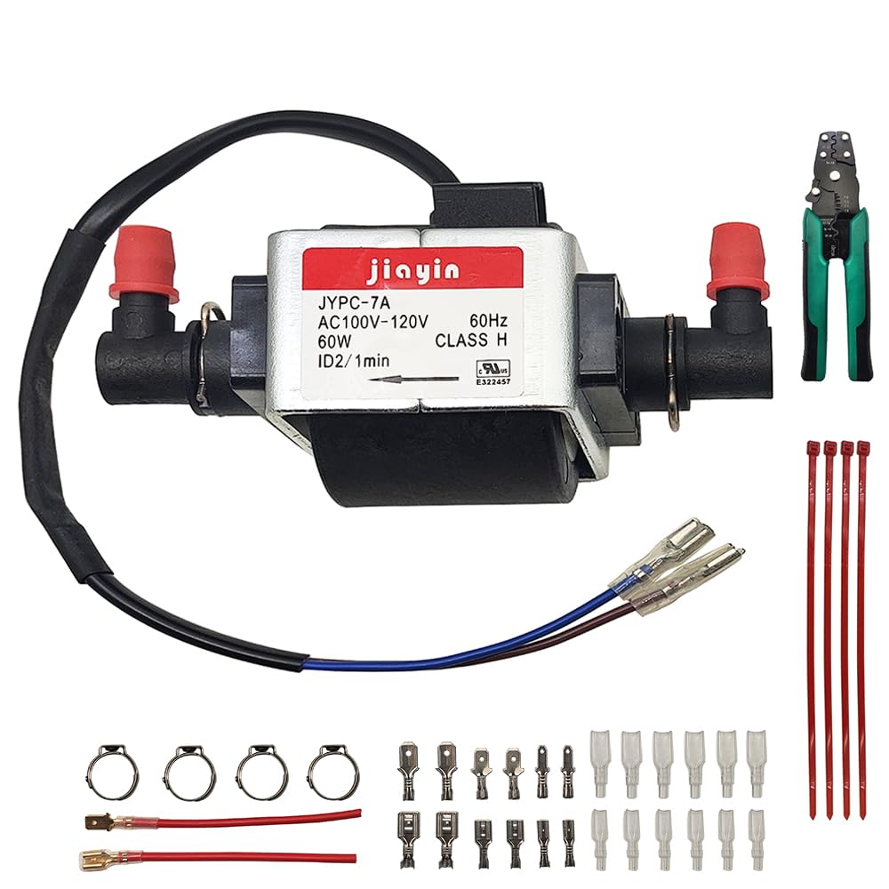 Jiayin JYPC-7A AC 120V 60W 2400cc/min 2bar Water Solenoid Liquid Pump Fit for Rug Doctor/Bissell Deep Carpet Cleaner,Replacement Part Mighty Pro X3,DCC-1,B0600,B0608,etc,with spring clips, inserts