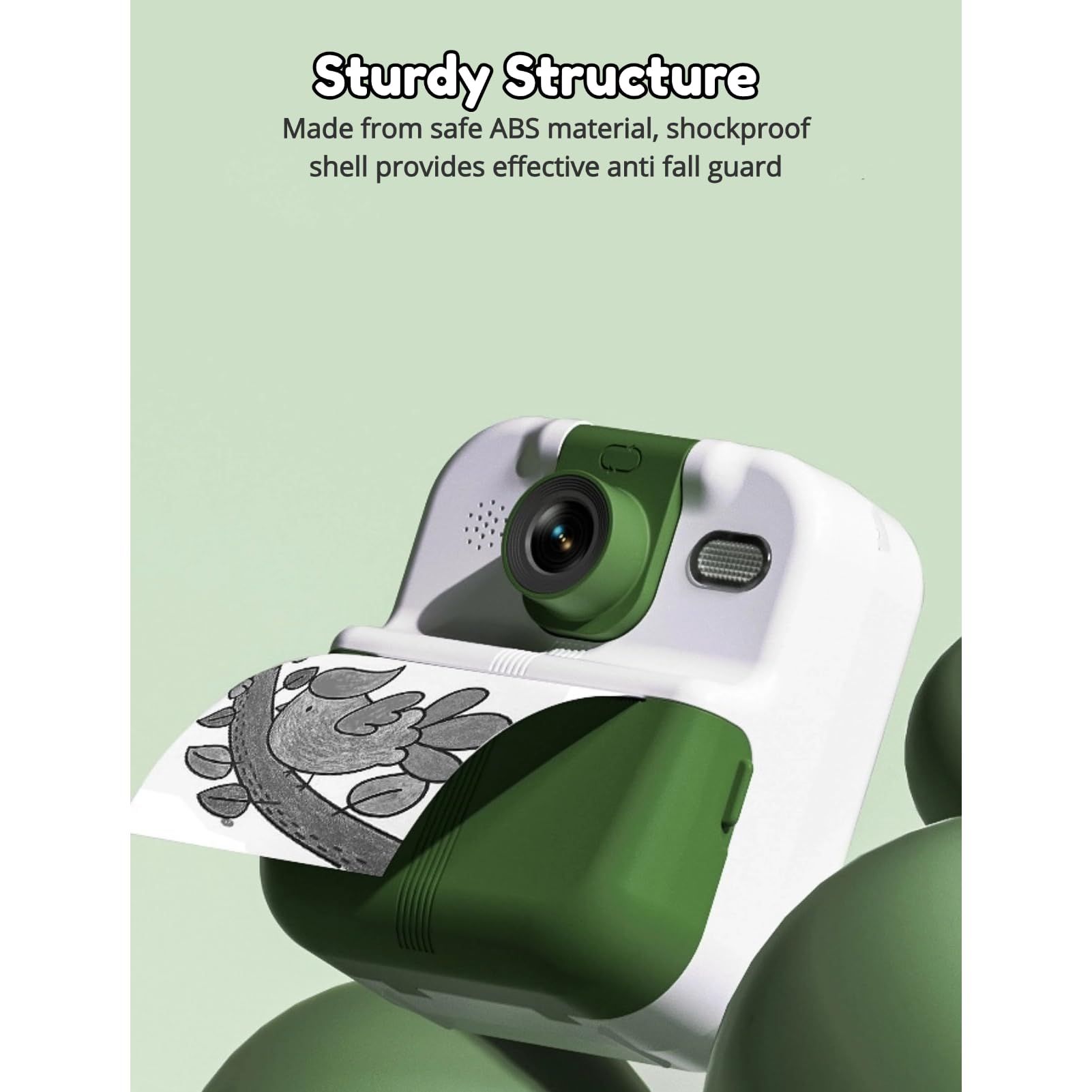 Aparat do Natychmiastowego Drukowania, Aparat dla Małych Dzieci 1080P 48 MP, 2,4-calowy Ekran IPS Obrotowy Obiektyw o 180 Stopni Przenośny Aparat do Selfie z 3 Rolkami Papieru