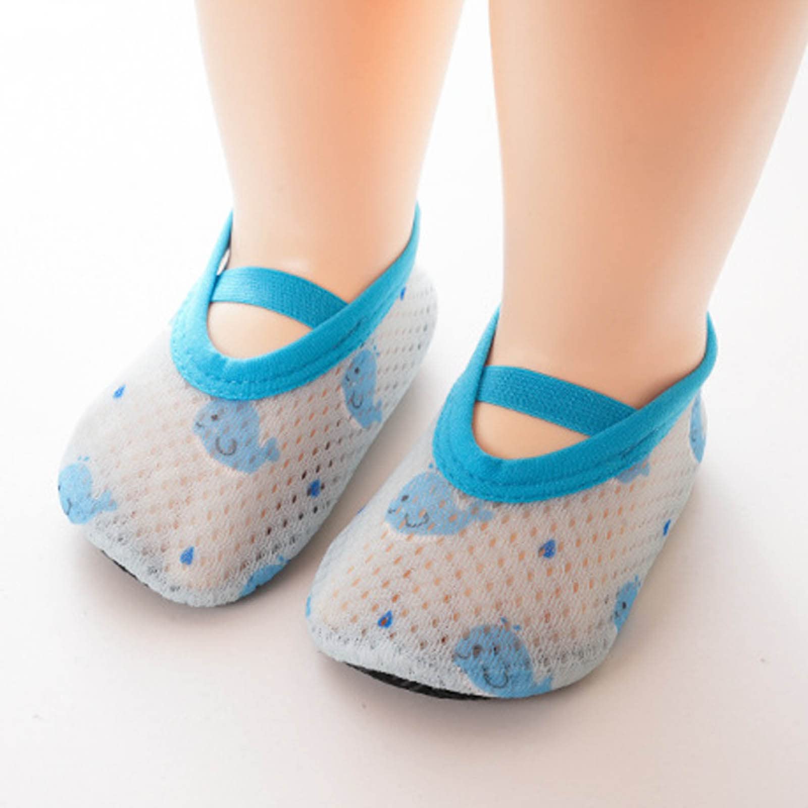 Infant Boys Girls Cartoon Character Pattern Warm Infant Shoes Indoor Floor Socks Non Slip Fashion Infant Born Shoes (Blue, 6 Infant)