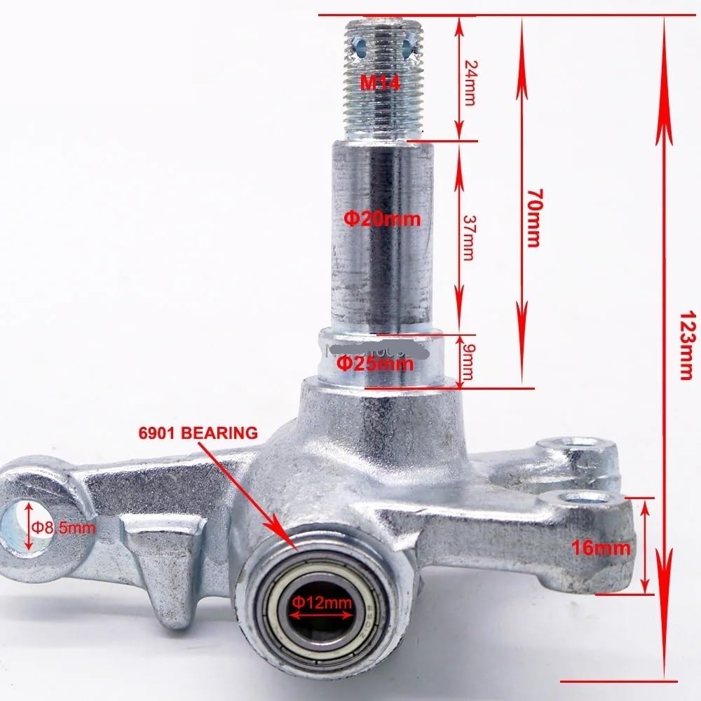 1 Set Mandrini a snodo con Montante dello sterzo con Pinza Freno M14 * 4 Stud da 100 mm Mozzi Ruota a Disco da 130 mm compatibili con passeggini Go Kart e Quad