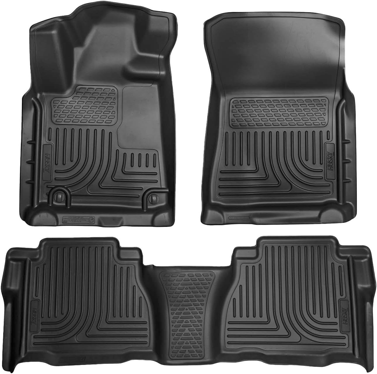 Husky Liners Weatherbeater Floor Mats | Fits 2007-2011 Toyota Tundra, CREWMAX & Double CAB ONLY (Footwell Coverage) | Front & 2nd Row, 3-pc Black - 98581