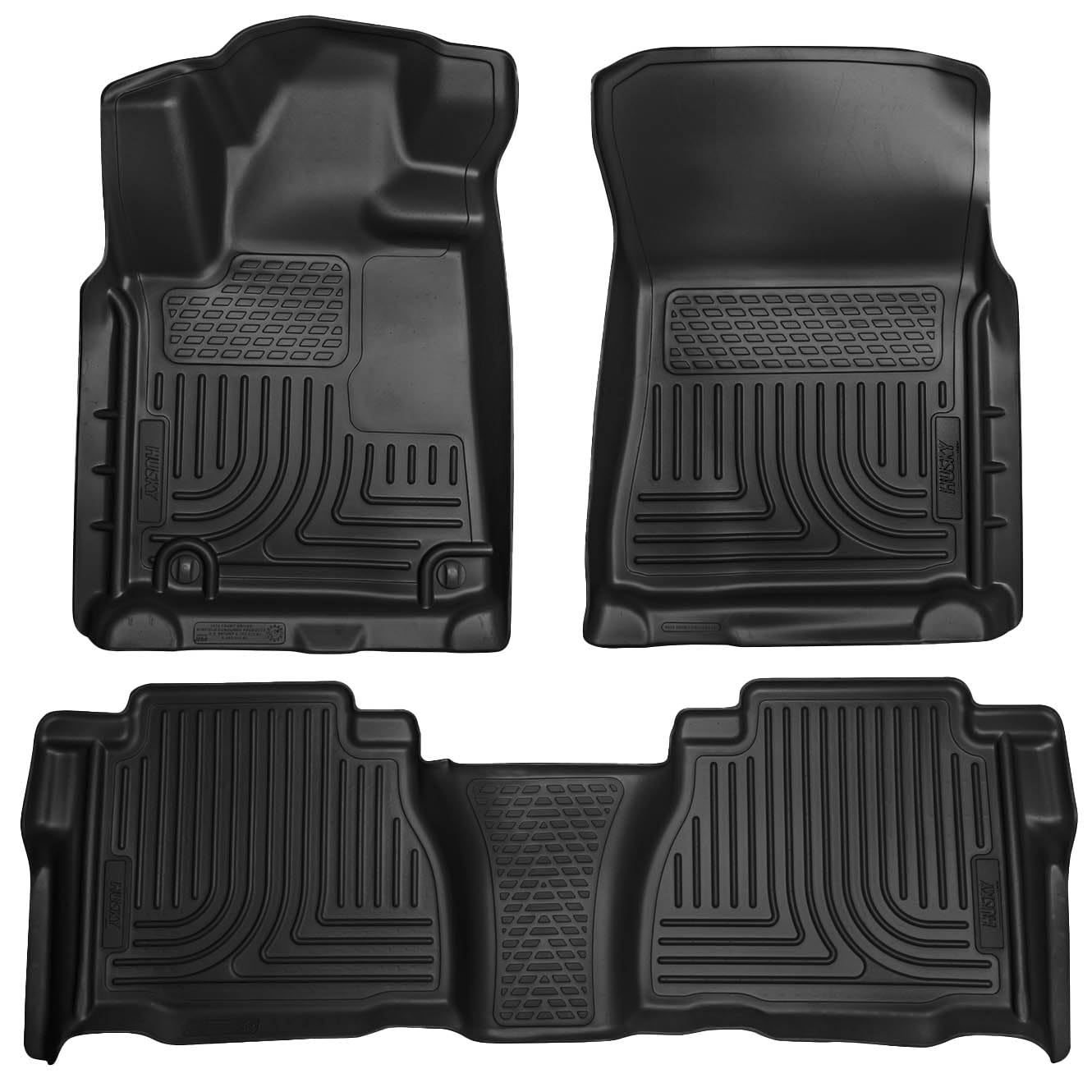 Husky Liners Weatherbeater Floor Mats | Fits 2007-2011 Toyota Tundra, CREWMAX & Double CAB ONLY (Footwell Coverage) | Front & 2nd Row, 3-pc Black - 98581