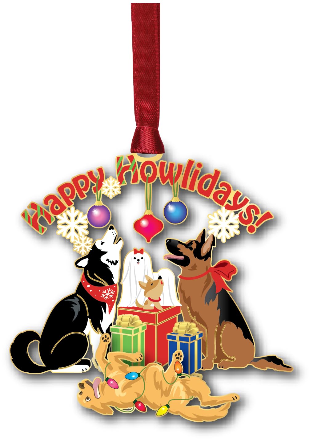 Décoration multicolore Happy Howlidays de 7,6 cm le cadeau idéal pour les fêtes