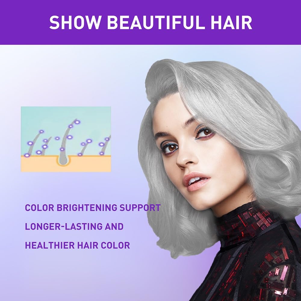 Shampoo curativo for ciocche bionde argentate decolorate, tonico detergente delicato for esaltare la tonalità e la lucentezza dei capelli freddi