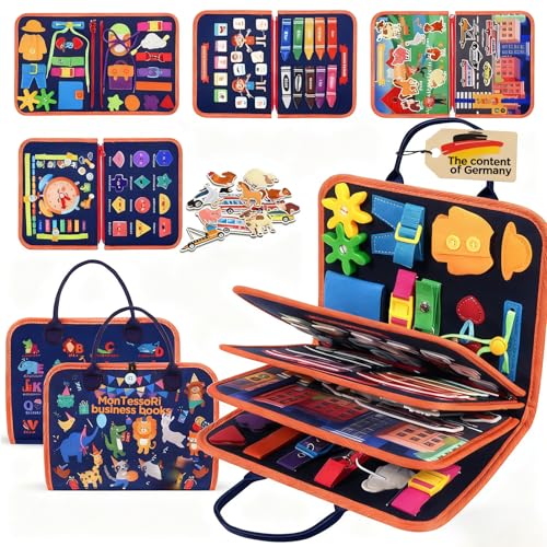 GAESHOW Busy Board Montessori de Fieltro, juguete de regalo 9 en 1, maletín Busy Book Motricidad fina, juguetes de actividad y desarrollo, regalo niño niña 1 2 3 4 5 cumpleaños Navidad
