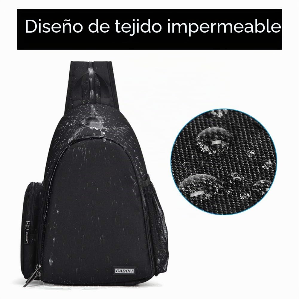 CADeN Cámara Mochila fotográfica Mochila Impermeable con Bandolera Funda para cámaras SLR 1 DSLR SLR 3 Lente Sony Canon Nikon trípode （Negro） | Fácil de limpiar, compatible con Sony Nikon Canon EOS R50. Mochila para cámara DSLR/SLR, color negro. DO17