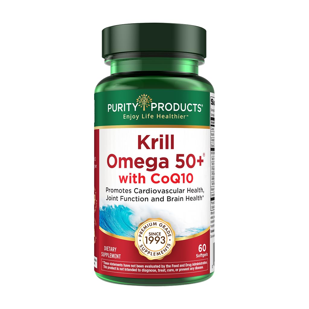 Purity Products Krill Omega 50 Plus w/ CoQ10, 1300mg Fish & Krill Oil Blend