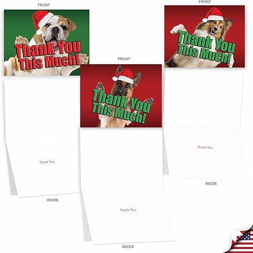 Miniatura 4 de The Best Card Company - 10 tarjetas de agradecimiento de Navidad (4 x 5.12 pulgadas) - Lindos animales navideños, saludos de gratitud surtidos