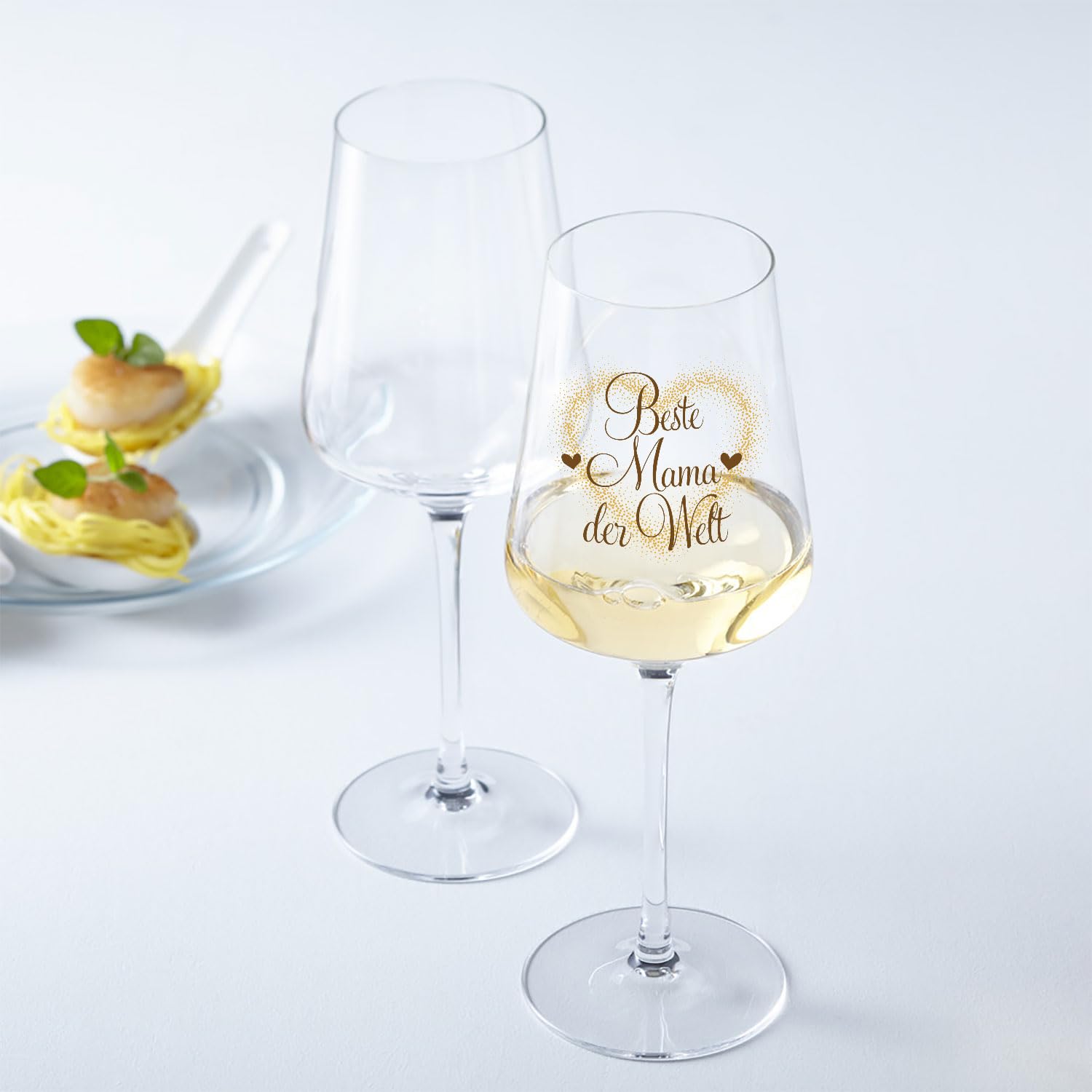 GRAVURZEILE Leonardo - Calice da vino con stampa UV, design Flower Wedding V, personalizzabile con nome e data, regalo per matrimonio, fidanzamento e anniversario per sposo, colore Daily UV