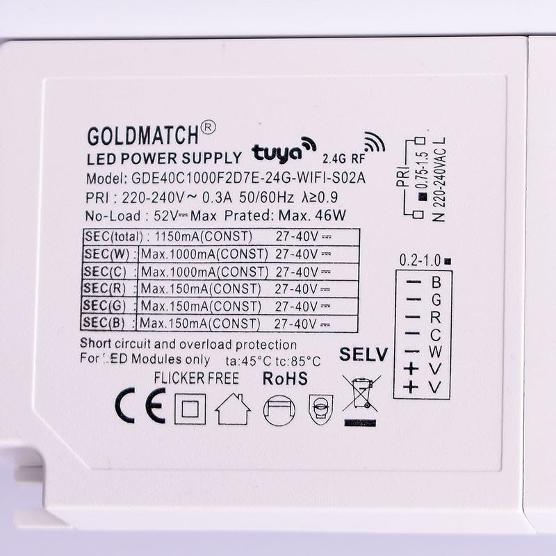 Panneau LED encastrable WIFI SMART RGB/RGBW + CCT - 60 x 60 cm - 40 W - Avec kit de montage