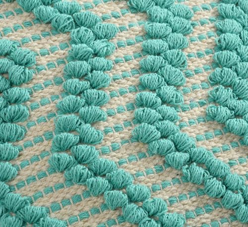 Image of TIB Premium Boho Decorative Throw Cushion Covers, 16 x 16 cm, Set of 2, Cotton. (Zig Zag Blue)-230 TC