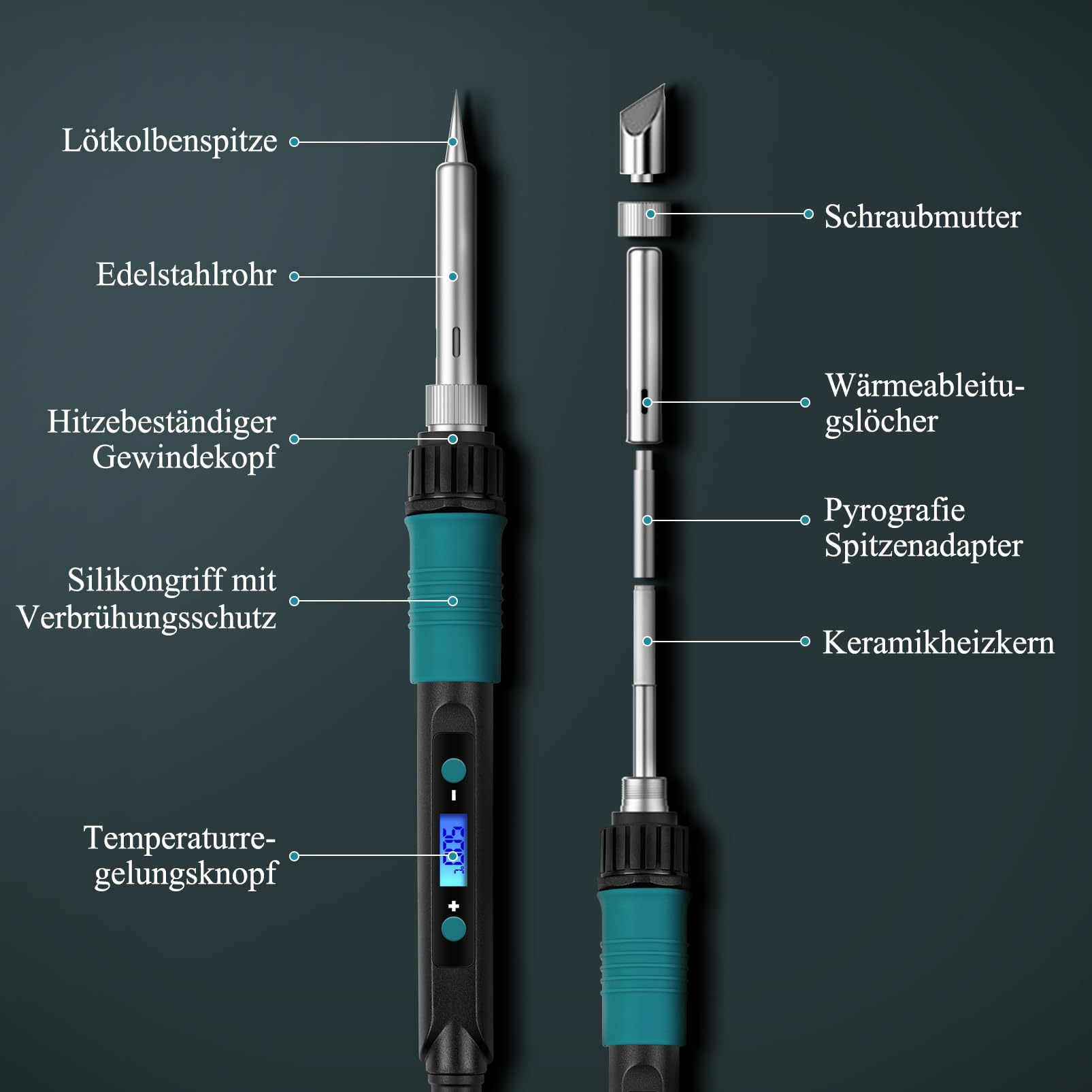 Kit de pirograbado de hierro para soldar electrónico – 113 unidades, 60 W, soldadura, herramientas, temperatura ajustable, 200 – 450 °C, para grabado en madera y cuero, bricolaje, arte soldadura