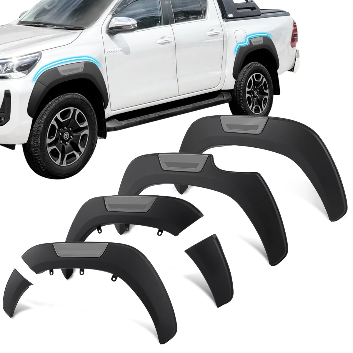 Extensor de Guardabarros 6 Pulgadas para Toyota Hilux 2015-2025, AN110, AN120, AN130, Invincible, Revo, Rocco, GR Sport 12 mm