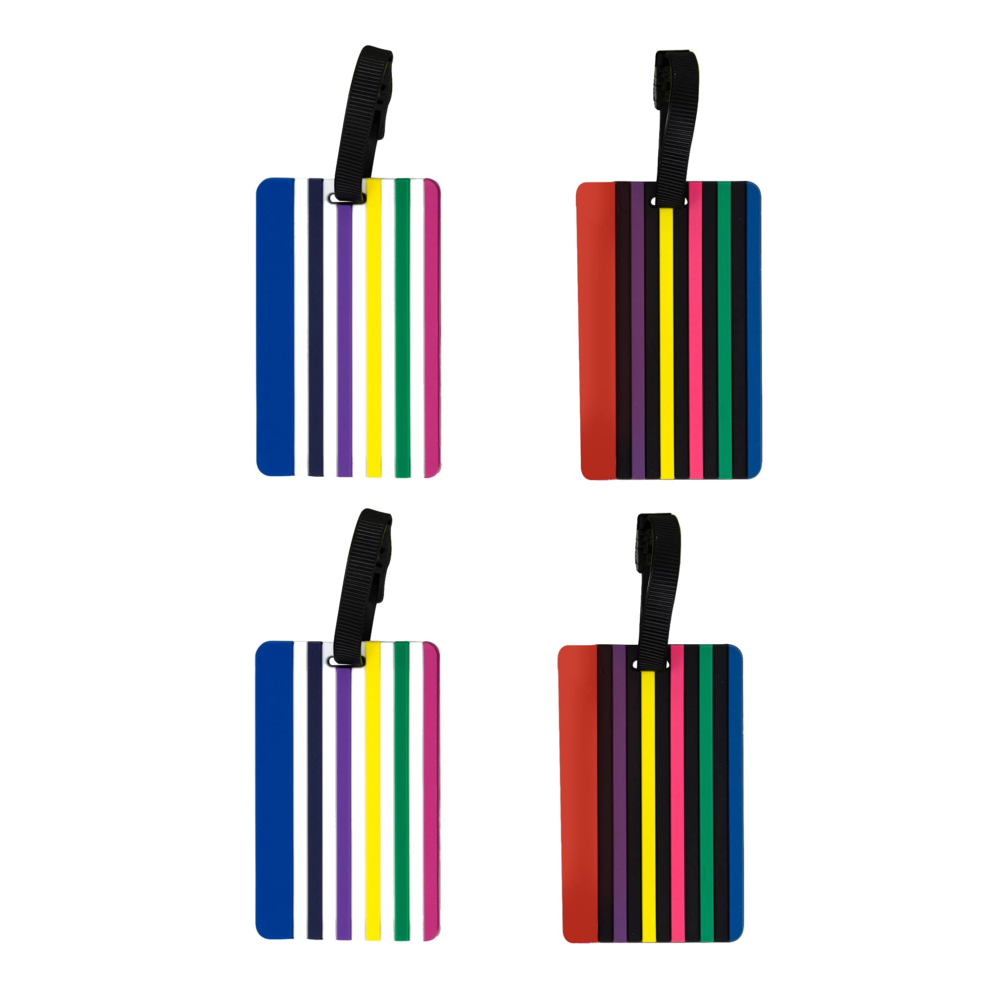 navig8 Luggage Tags Pack of Four — Baggage Tag ID Labels to Prevent Lost Luggage, Rainbow