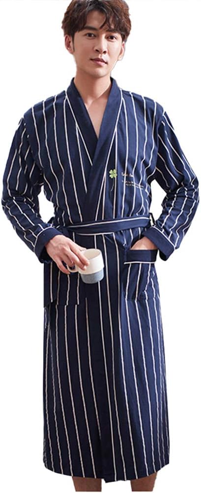 Amazon Co Jp 男性のネグリジェストライプロング着物ローブコットンドレッシングガウン長袖バスローブナイトローブパジャマナイトウェアパジャマホームウェアl 3xl Photo Color Xxxl 服 ファッション小物