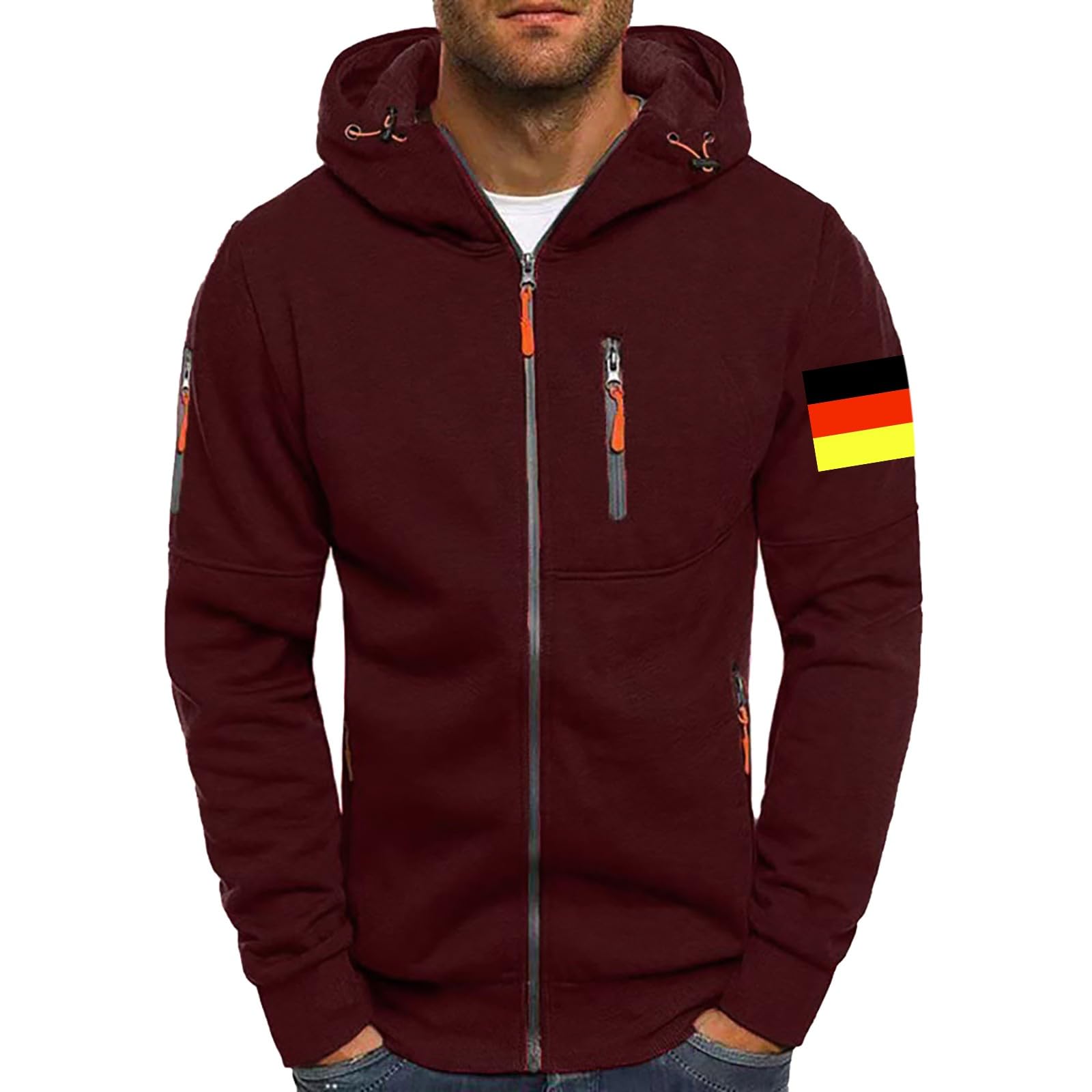 Workout Hoodies for Men,Mens Zip up Hoodie Graphic Long Sleeve Casual Sweatshirt Sport Outwear with Pockets