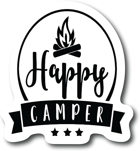 Pegatina Happy Camper de 5 pulgadas, calcomanías de vinilo para parachoques, aventuras, exteriores, naturaleza, camping, senderismo, viajes, parque