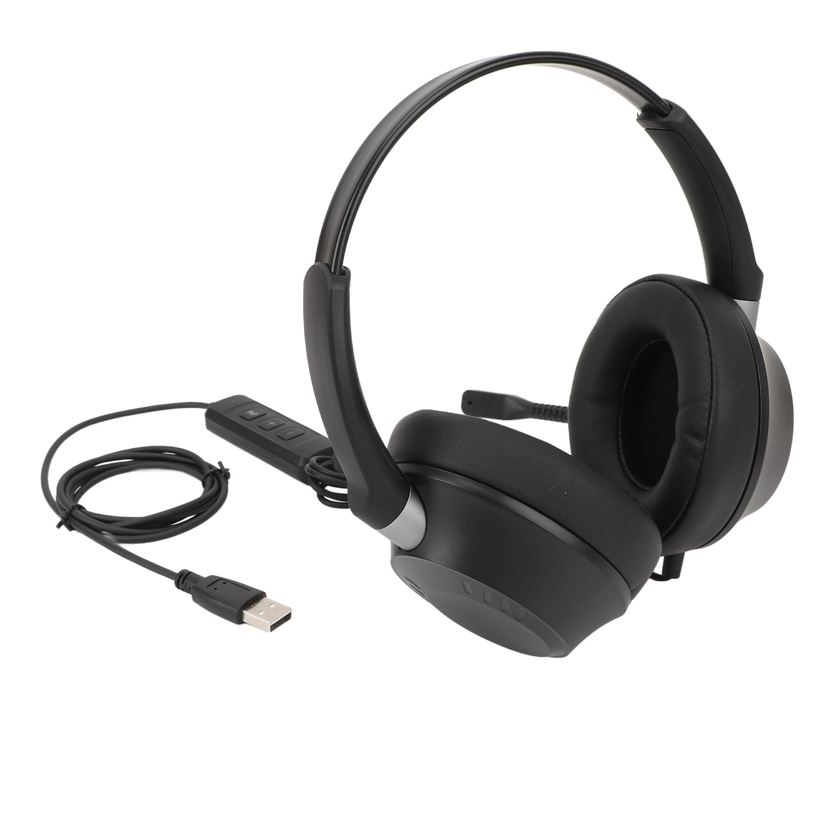 Schimer Auriculares de Teléfono con Micrófono con Cancelación de Ruido de Doble Oído para Centro de Llamadas, Oficina, PC y Portátil, Color Negro