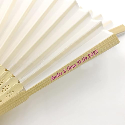 Miniatura 5 de Abanico plegable personalizado a granel, suministros de fiesta de boda personalizados, abanico de seda para despedida de soltera, abanico de bambú