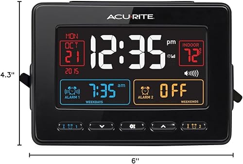 Miniatura 5 de AcuRite 13024 Reloj despertador dual atómico con cargador USB