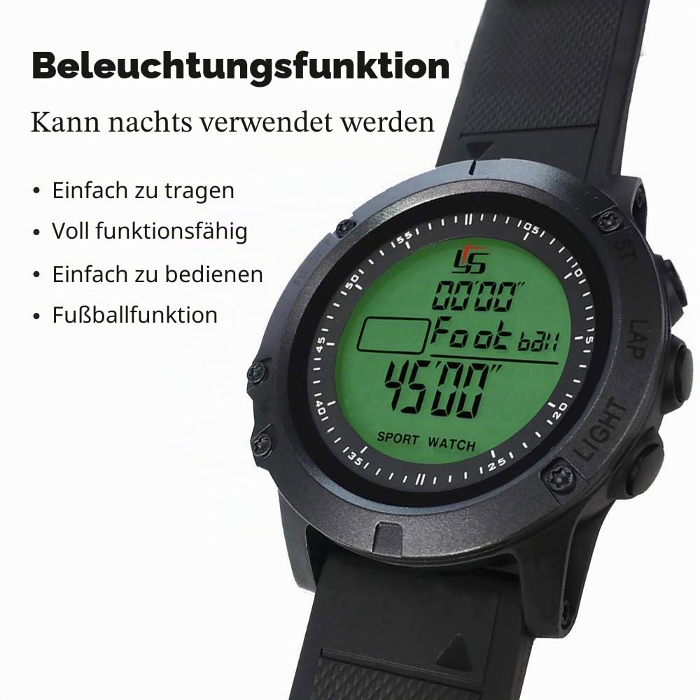Digitale Schiedsrichteruhr, Sport Schiedsrichter Armbanduhr, Fußballspiel-Timer für Trainer, 100 Runden Speicher Stoppuhr, leuchtende Sportuhr mit 3 Zeilen, großem Display und Alarm