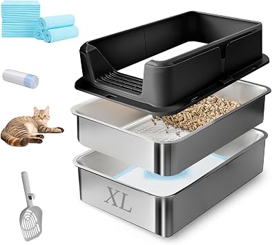 Stainless Steel Sifting Litter Box for Pine Pellets
